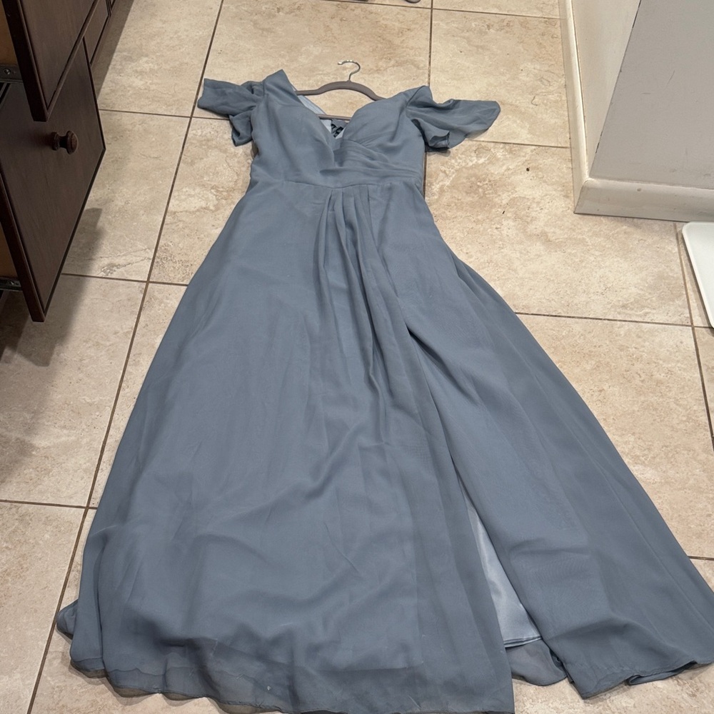 Chic One Shoulder Blue Dress